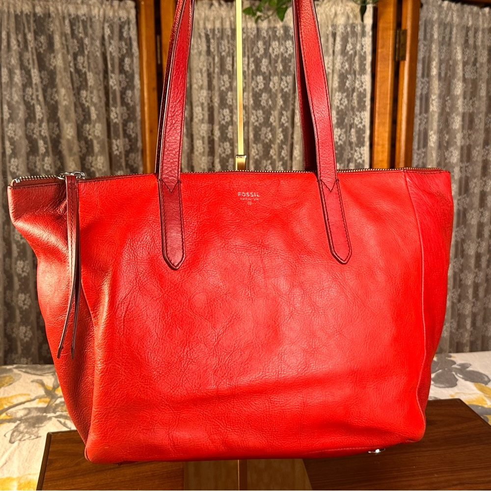 Fossil Red Sydney Leather Tote